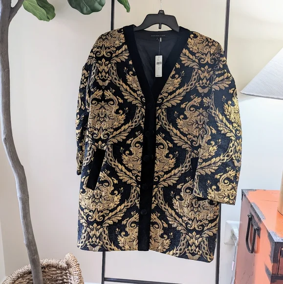 Anthropologie Endless Rose Jacquard Coat NWT Size L - Picture 2 of 5